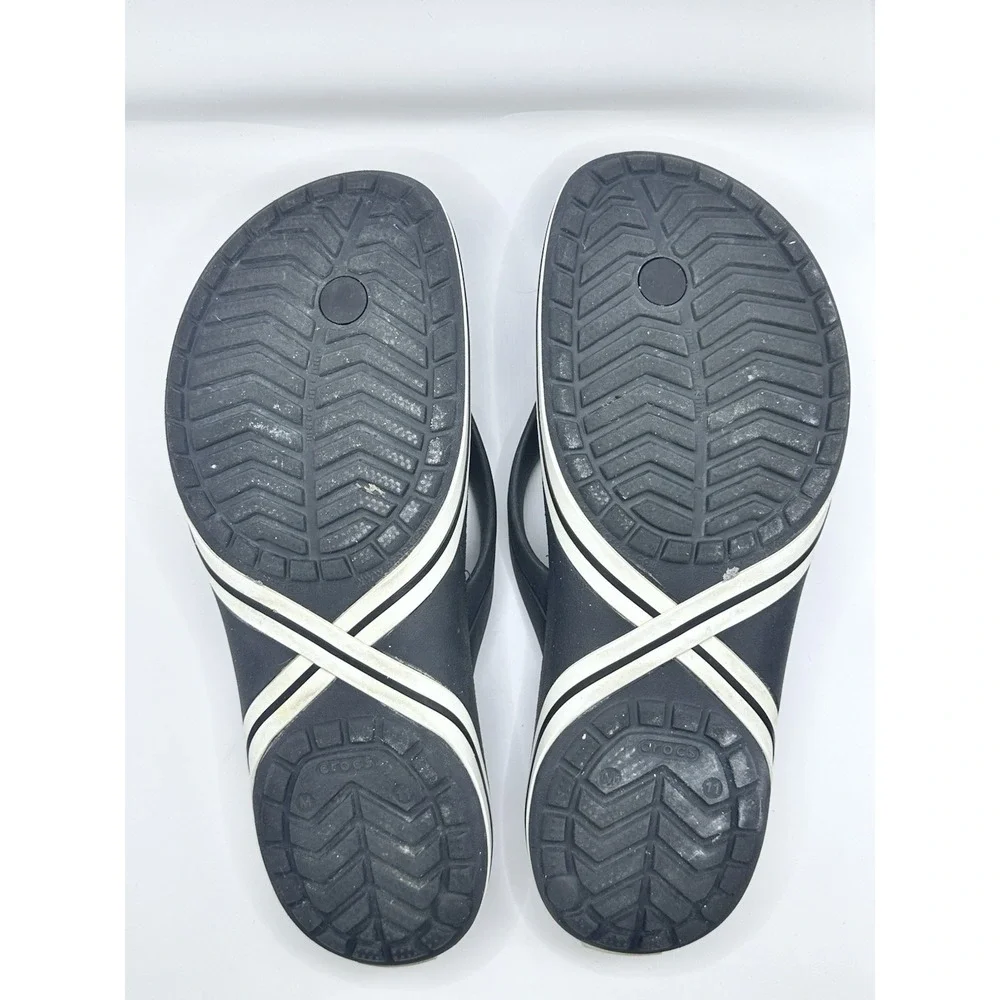 Crocs Flip Flip Mens 11‎ Slide On Blue White Summer Beach Boating Outdoor